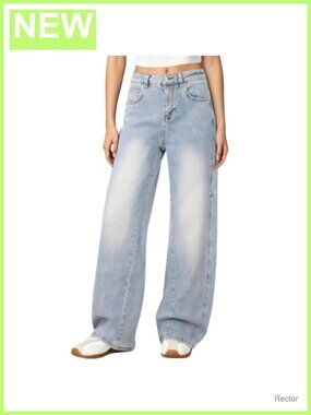 Women's High Rise Wide Leg Barrel Jeans Loose Fit Denim Pants